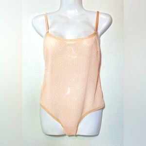 Victoria's Secret Sheer Pink Print Bodysuit Sz-Small